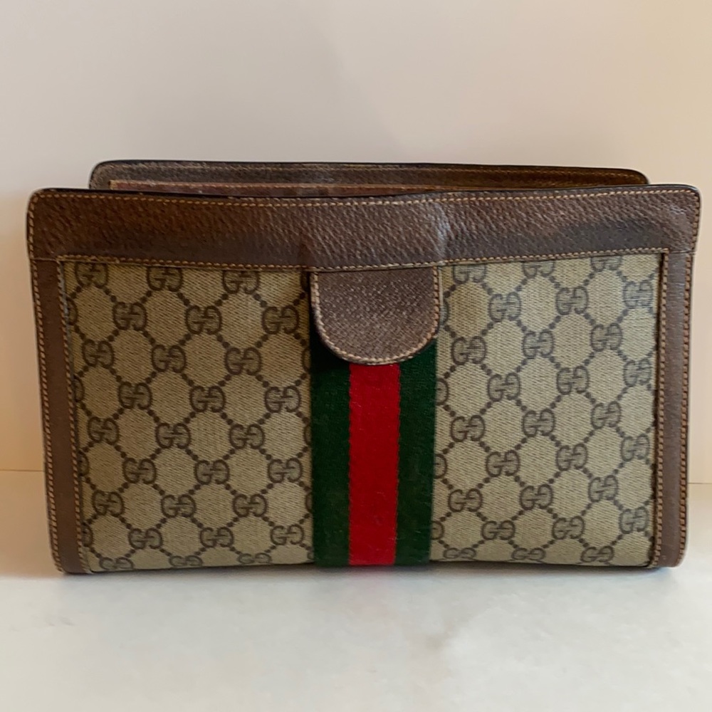 Gucci Sherry Line Clutch/Cosmetic pouch GG PVC leather trim